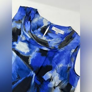 Kasper Separates Blue Multicolor Sleeveless Career Work Blouse Sz. Petite M GHN7